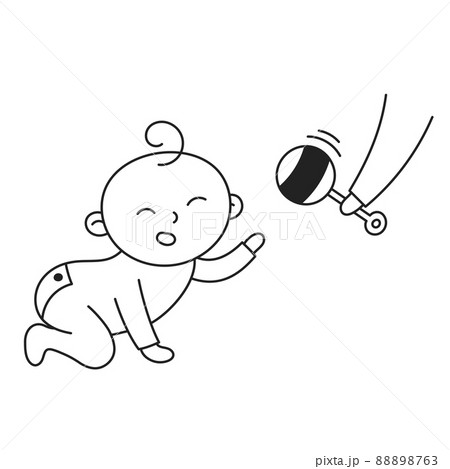 Baby Crawling. Hand Drawn Kid and Family doodle icon Baby Crawling. Hand Drawn Kid and Family doodle icon 88898763
