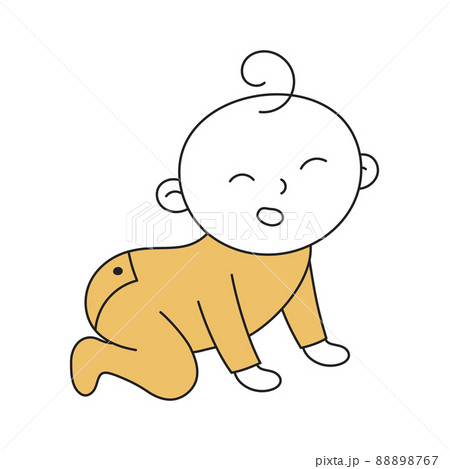 Baby Crawling. Hand Drawn Kid and Family doodle icon Baby Crawling. Hand Drawn Kid and Family doodle icon 88898767