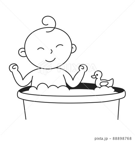 Baby bath. Hand Drawn Kid and Family doodle icon Baby bath. Hand Drawn Kid and Family doodle icon 88898768