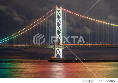《兵庫県》明石海峡大橋の夜景 88900085