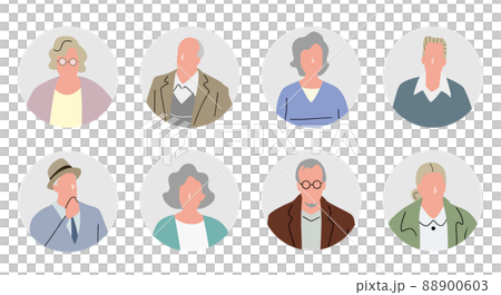 ベクターイラスト素材：人物アイコンセット、シニア 88900603