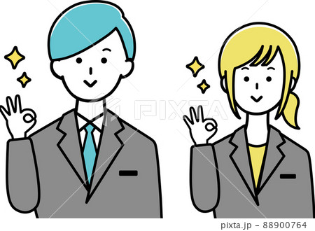 OKポーズ ビジネス スーツ 男性と女性 OKポーズ ビジネス スーツ 男性と女性 88900764