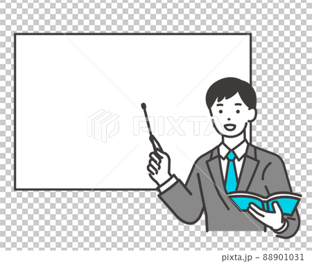 用指針/學校/補習班教授學習的老師的矢量圖解材料 88901031