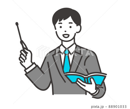 指示棒を持って勉強を教える先生のベクターイラスト素材／学校／学習塾 88901033