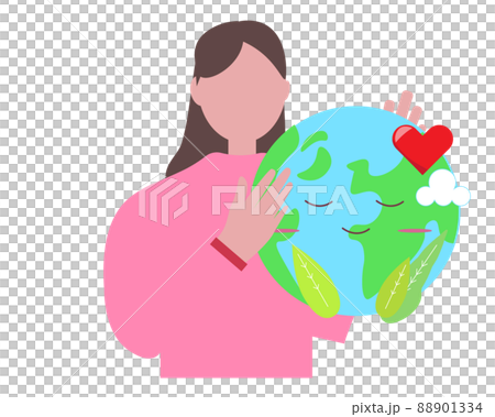 地球を手で支える女性 平和と環境 イラスト 地球を手で支える女性 平和と環境 イラスト 88901334