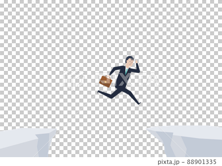 Asian businessmen jumping over cliffs! Illustration material Asian businessmen jumping over cliffs! Illustration material 88901335