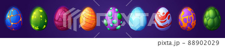 Cartoon dragon eggs set, ui game assets, elements Cartoon dragon eggs set, ui game assets, elements 88902029
