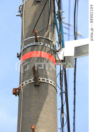 利根川が氾濫した場合の想定浸水深(しんすいしん)の表示板 利根川が氾濫した場合の想定浸水深(しんすいしん)の表示板 88902104