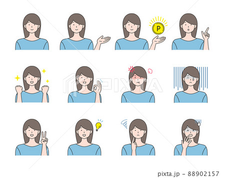 女性 表情セット02 女性 表情セット02 88902157