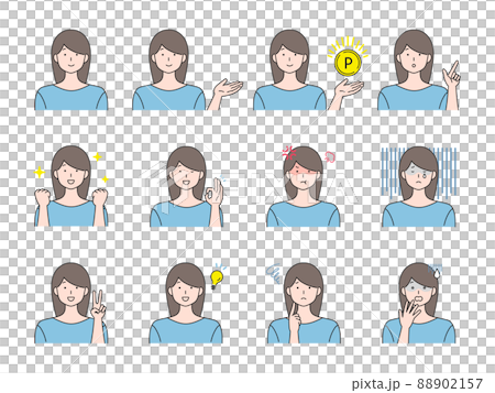 女性 表情セット02 女性 表情セット02 88902157
