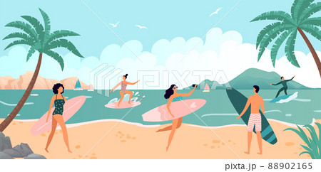 Summer sea activity, surfing on ocean waves Summer sea activity, surfing on ocean waves 88902165