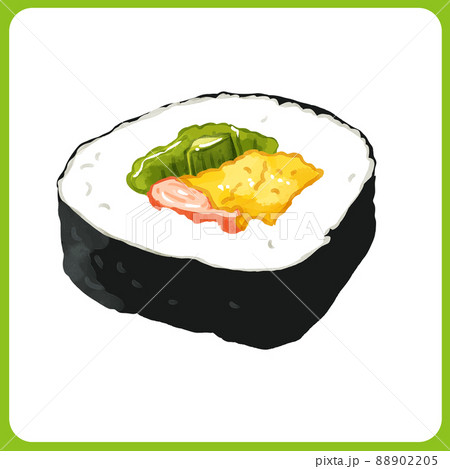 手描き水彩のサラダ太巻き寿司イラストのイラスト素材 8025