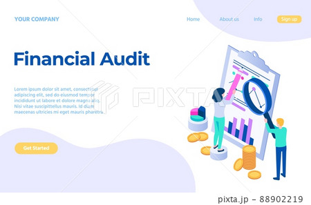 Financial audit service concept analysing chart landing page Financial audit service concept analysing chart landing page 88902219