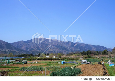 峰の原みち沿いの風景と丹沢山系（神奈川県愛川町） 88902561