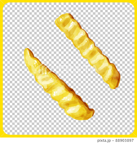 Hand drawn watercolor crinkle cut french fries illustration 88903897