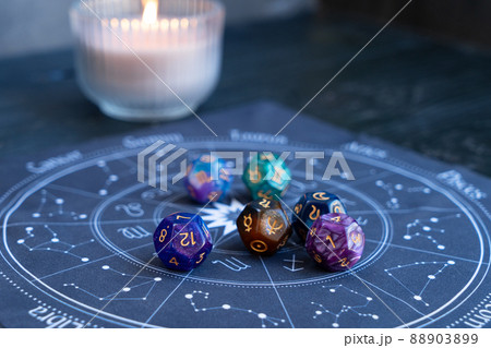 Zodiac horoscope with divination dice Zodiac horoscope with divination dice 88903899