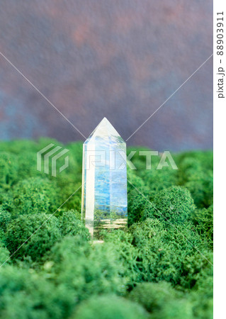 Healing crystals on brown background Healing crystals on brown background 88903911