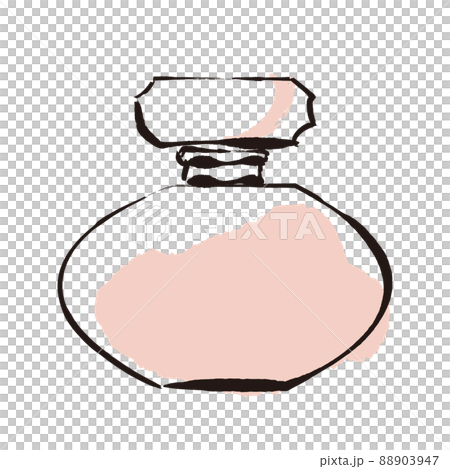 手繪線畫粉紅色香水瓶的時尚插圖 88903947