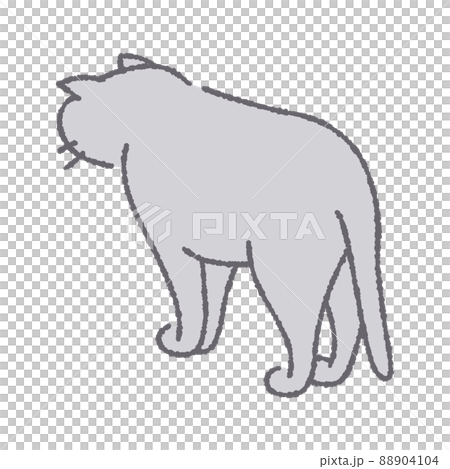 一隻貓的插圖，它的尾巴朝下，朝下 88904104