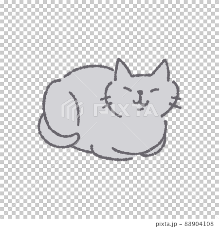 一隻貓坐在貓麵包上的插圖 88904108