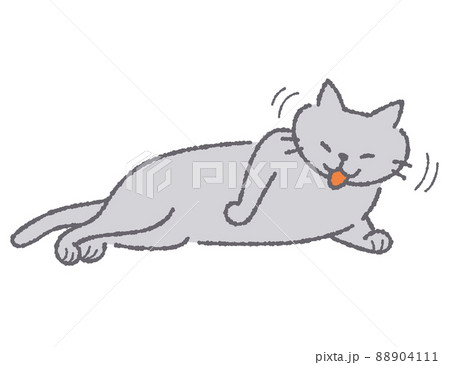 毛づくろいする猫のイラスト 毛づくろいする猫のイラスト 88904111