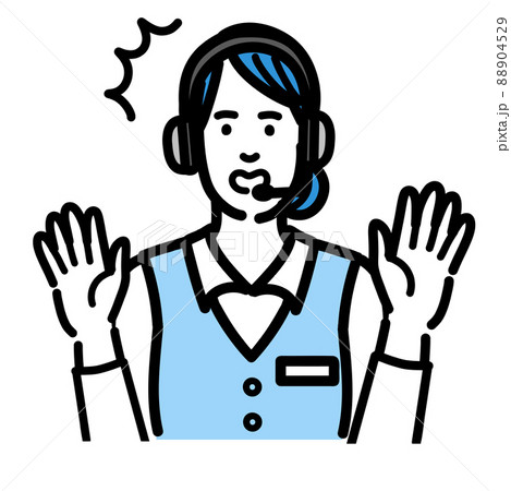 両手を上げて驚いているオペレーターの若い女性 88904529