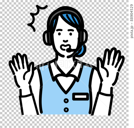 両手を上げて驚いているオペレーターの若い女性 88904529
