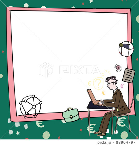 Businessman in suit using laptop sitting on desk representing strategy creation building successful business plans. Man pressing buttons generating creative ideas. Businessman in suit using laptop sitting on desk representing strategy creation building successful business plans. Man pressing buttons generating creative ideas. 88904797