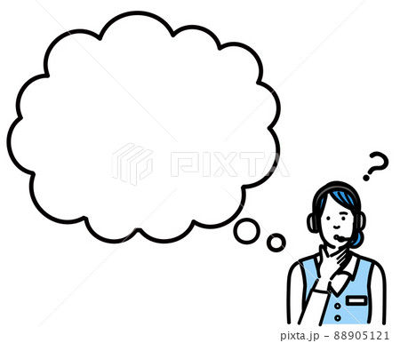 吹き出しで考えているオペレーターの若い女性 吹き出しで考えているオペレーターの若い女性 88905121