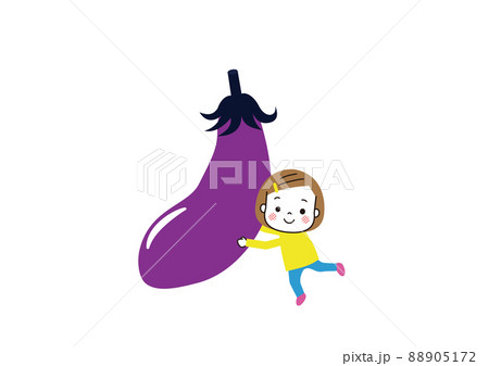 大きなナスを抱える女の子 なすびと女の子 大きなナスを抱える女の子 なすびと女の子 88905172