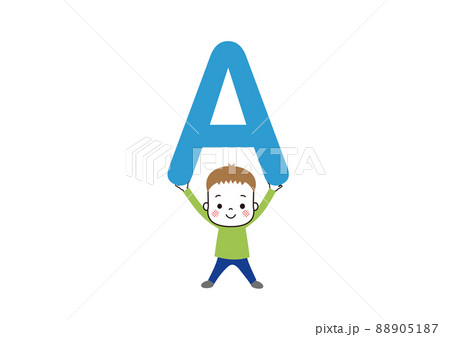 Aの文字を持ち上げている男の子 88905187