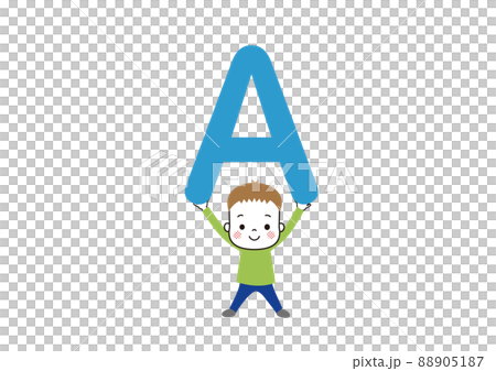 Aの文字を持ち上げている男の子 88905187