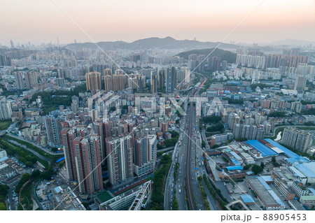 Modern city buildings with interchange overpass in shenzhen city,China 88905453