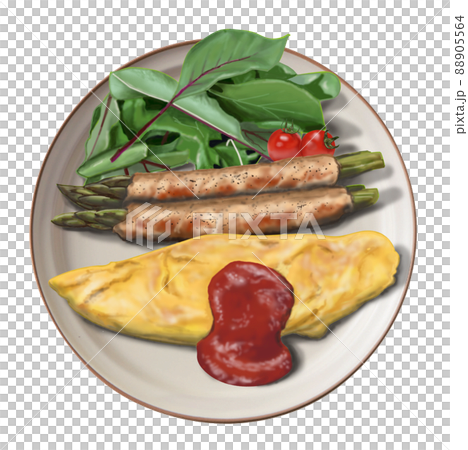 Breakfast set, asparagus bacon, omelet 88905564