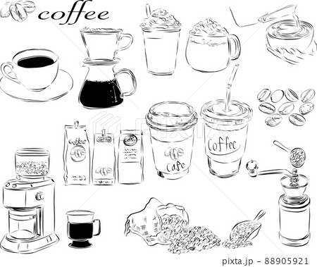 コーヒーセット 線画 コーヒーセット 線画 88905921