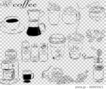 コーヒーセット 線画 コーヒーセット 線画 88905921
