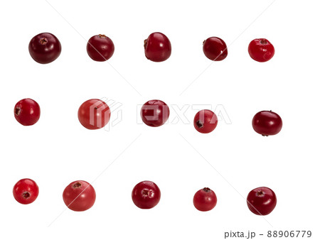 Ripe red cranberries arranged isolated on white background 88906779