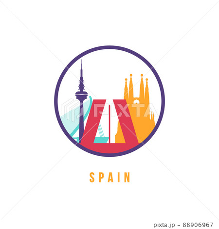 Famous Spain landmarks silhouette.  88906967