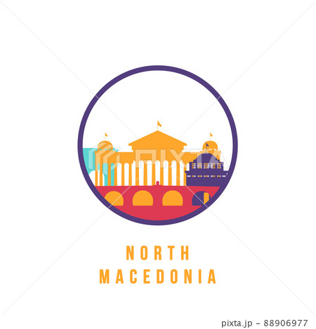 Famous North Macedonia landmarks silhouette.  88906977