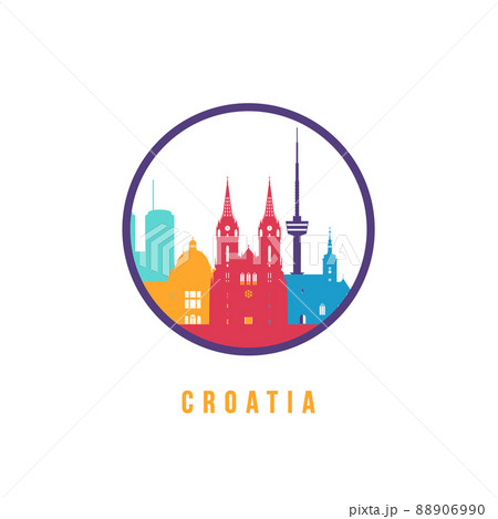 Famous Croatia landmarks silhouette.  88906990