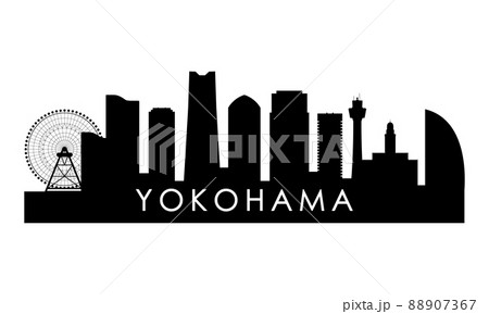 Yokohama skyline silhouette.  88907367