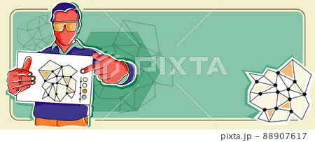 Businessman holding paper pointing at chart displaying successful project progress achieving goals. Man carrying poster showing creative strategy plans. 88907617