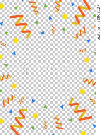 Transparent confetti and ribbon material / A version vertical 88908127