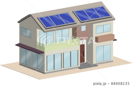 3Dイラストによるソーラーパネルを備えた住宅イメージ 3Dイラストによるソーラーパネルを備えた住宅イメージ 88908235