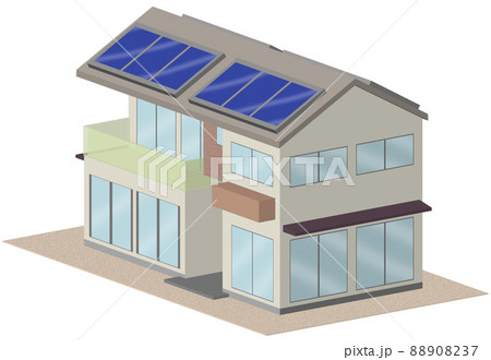 3Dイラストによるソーラーパネルを備えた住宅イメージ 3Dイラストによるソーラーパネルを備えた住宅イメージ 88908237