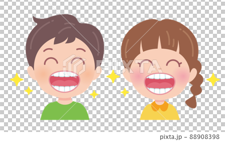 一個孩子笑著露出潔白的牙齒 一個孩子笑著露出潔白的牙齒 88908398