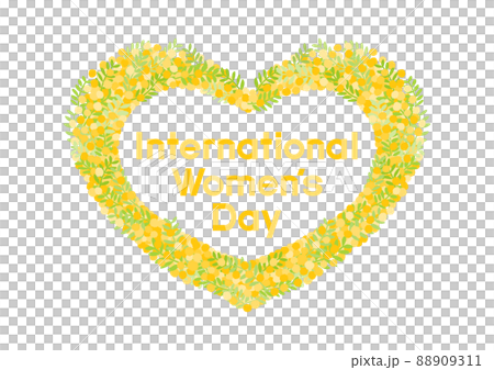 國際婦女節插圖含羞草心框架 國際婦女節插圖含羞草心框架 88909311