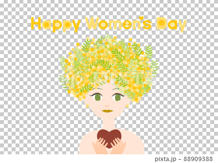 国際女性デー イラスト 女性とミモザ 国際女性デー イラスト 女性とミモザ 88909388