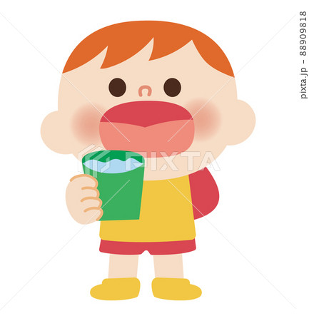 ゴロゴロうがいをしているこどものイラスト 88909818