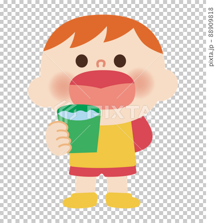 ゴロゴロうがいをしているこどものイラスト 88909818